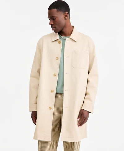 Mode of One Men's Relaxed-Fit Cotton-Twill Overcoat, Macy's Exclusive