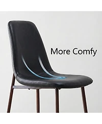 Maison Boucle Mid-Century Modern Dining Chairs Set of 4, Faux Leather Upholstery, Curved Back, Padded Seat, Walnut Look Legs