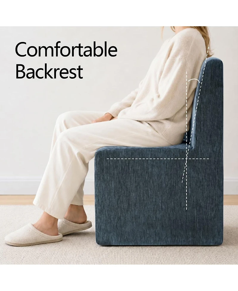 Maison Boucle Chenille Upholstered Dining Chair Set of 2 With Hidden Caster Wheels, Fully Side Chairs, Japandi Modern Seating