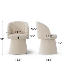 Maison Boucle Modern Upholstered Swivel Dining Chair, Textured Chenille Fabric With Curved Barrel Back, Pedestal Base Accent Chair