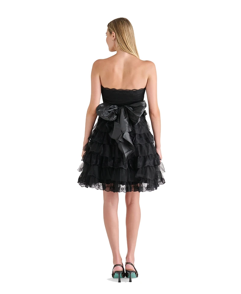 Betsey Johnson Juniors' Dressed To Frill Strapless Ruffle Dress