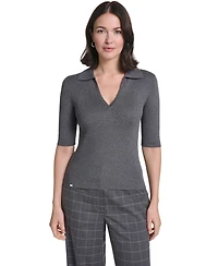 Calvin Klein Women's Collared 3/4-Sleeve Top