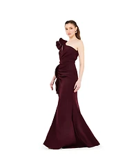 Amri Ruffle Pleated Gown with Rhinestone Embellishment