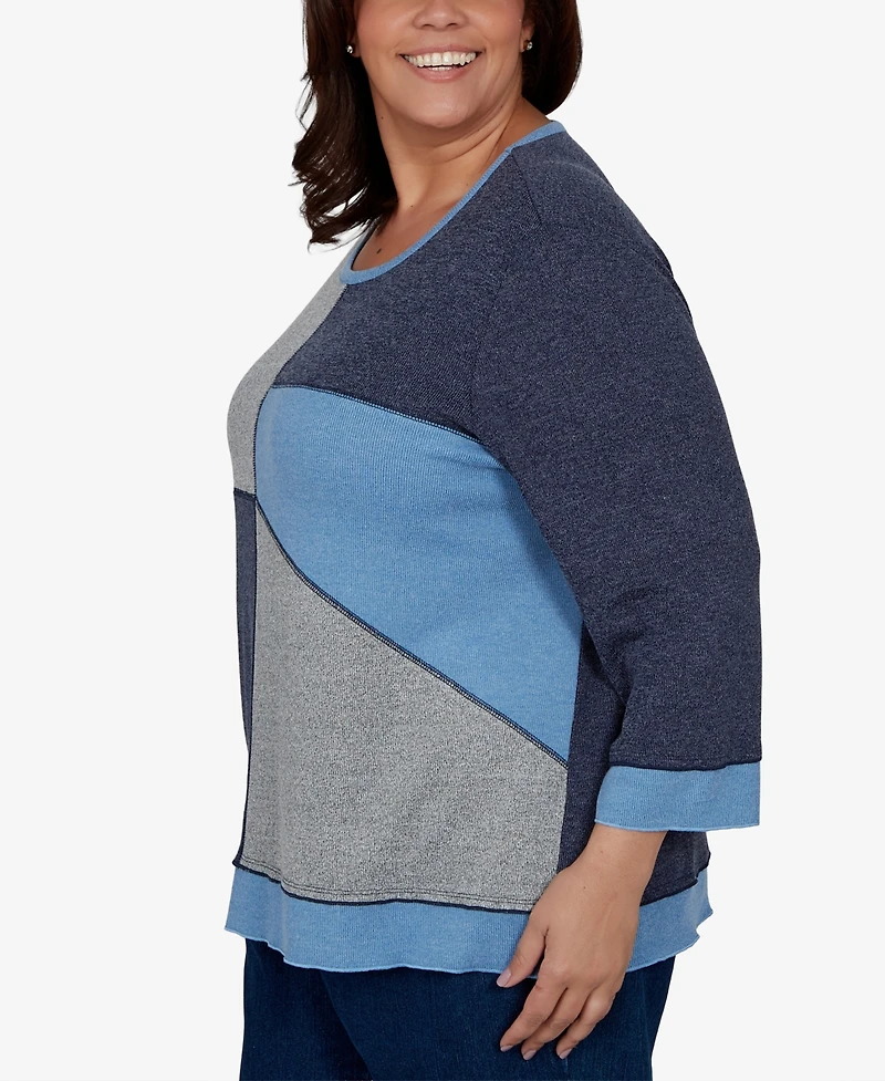 Alfred Dunner Plus Classic Heathered Colorblock Knit Top