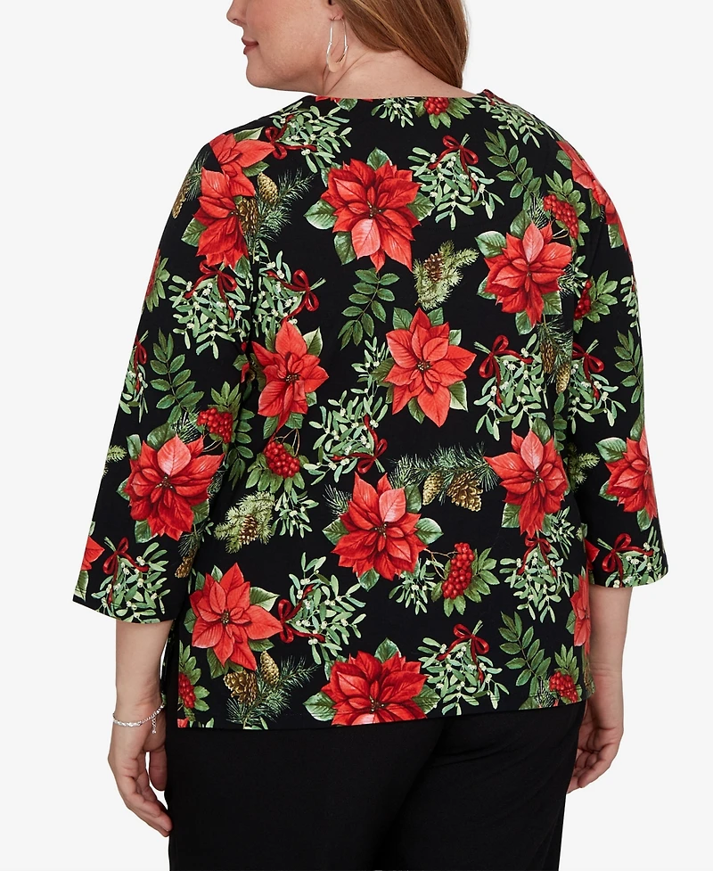 Alfred Dunner Plus Classic Cardinals On Branches Knit Top