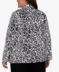 Alfred Dunner Plus Classic Cozy Animal Print Knit Jacket