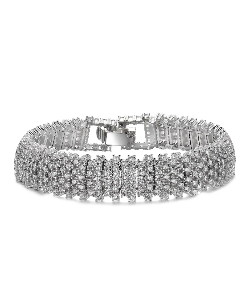 Rachel Glauber Elegant White Gold Plated Link Bracelet