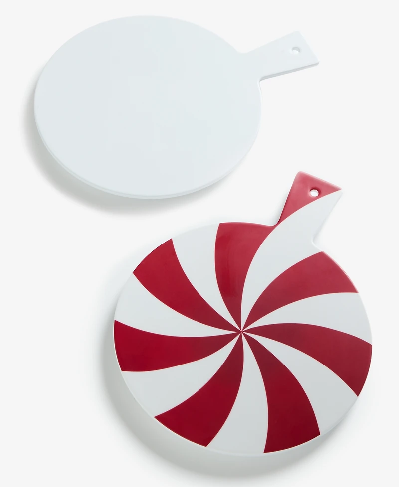 Tinsel And Frost Melamine Peppermint Cheese Board, Set of 2
