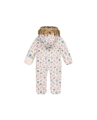 Deux par Baby Girl 3M-24M Snug One Piece Snowsuit Adapted for Car Seats with Floral Print