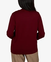 Alfred Dunner Petite Union Square Scalloped Cardi Two One Striped Sweater