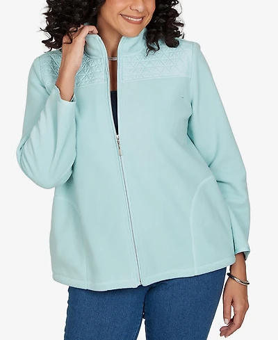 Alfred Dunner Petite Classic Quilted Zip Front Knit Jacket