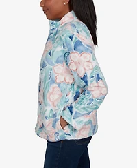 Alfred Dunner Petite Classic Patch Floral Cozy Knit Jacket