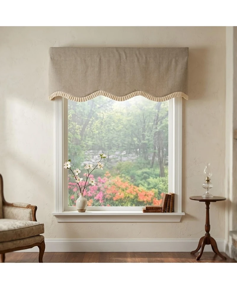 Rlf Home Denton Ruffled Provance Window Valance 100percentage Cotton Lined Rod Pocket