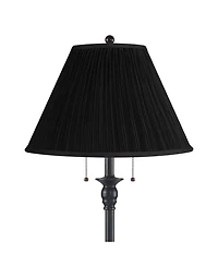 360 Lighting Dyna Traditional 58" Tall 2-Light Standing Floor Lamp Skinny Pole Pull Chain Finish Pleated Shade