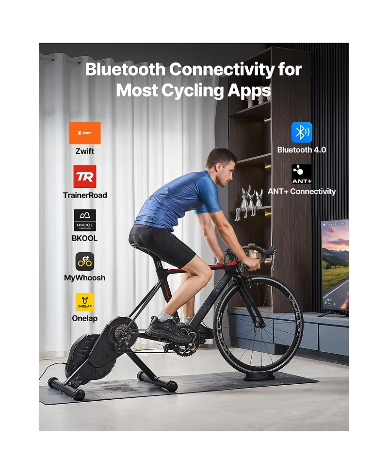 Sevorley Smart Direct-Drive Bike Trainer, 1-13 Resistance Levels, Zwift Compatible, 26-29 in and 700C