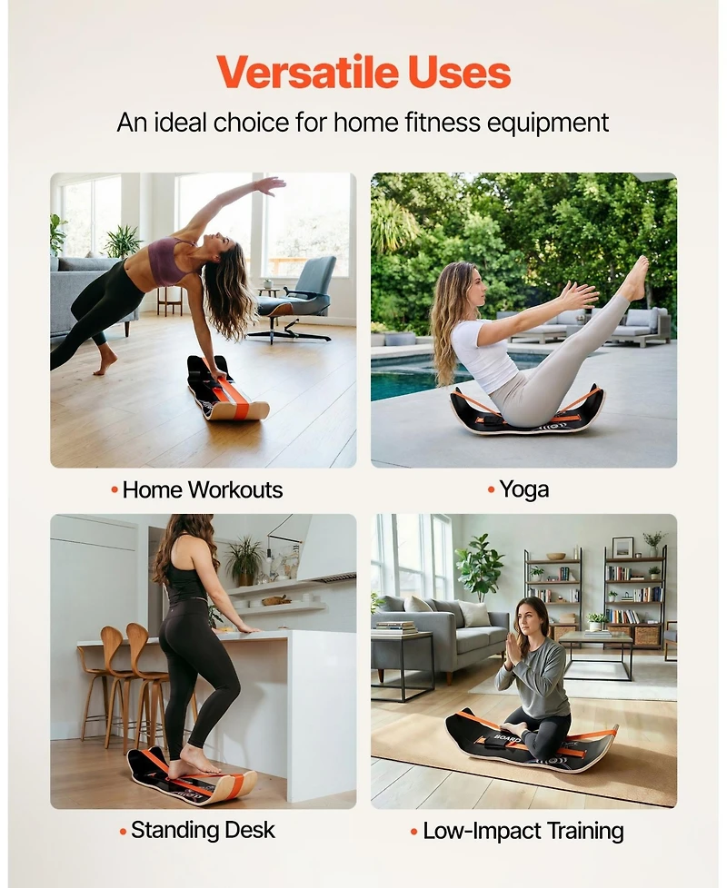 Sevorley Wooden Wobble Balance Board Trainer for Core Workouts, 441 lb Capacity