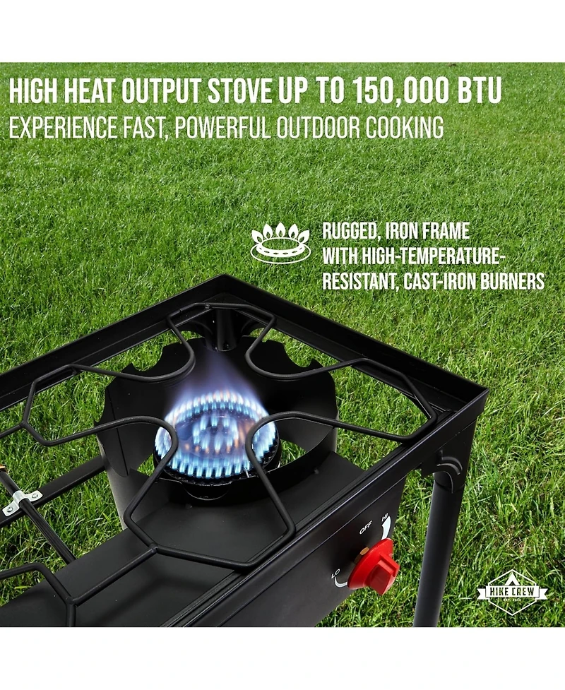 Hike Crew Double-Burner 150,000 Btu Gas Camping Stove, Portable Stove with Auto Ignition