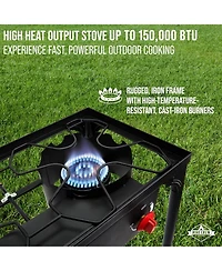 Hike Crew Double-Burner 150,000 Btu Gas Camping Stove, Portable Stove with Auto Ignition