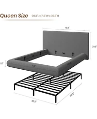 homfan Queen Size Upholstered Cloud Platform Bed Frame with Plush Headboard, No Box Spring Needed