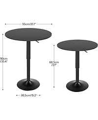 Slickblue Round Bar Table with Adjustable Height and Stable Base for Kitchen, Cafe and Pub