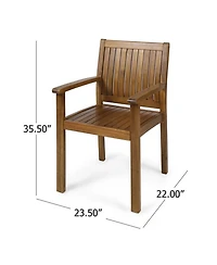 Clihome 7-Piece Acacia Wood Outdoor Dining Set - 6 Chairs and Expandable Table