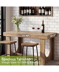 Tribesigns Bar Table, 63-Inch Farmhouse Counter Height Pub Table with Footrest, Kitchen Island, Rectangular Wood-Look High Top Table