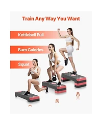 Sevorley Aerobic Exercise Step Platform, 28-Inch Adjustable Fitness Stepper with 4 Risers