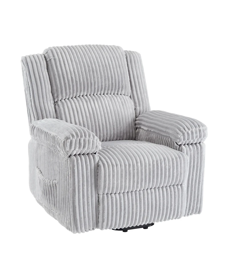 homfan Corduroy Manual Recliner Chair with Pillow Top Arms and Side Pocket, 330 lb Capacity