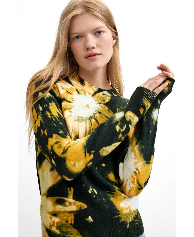 Desigual Women's Floral-Print Crew Neck Sweater