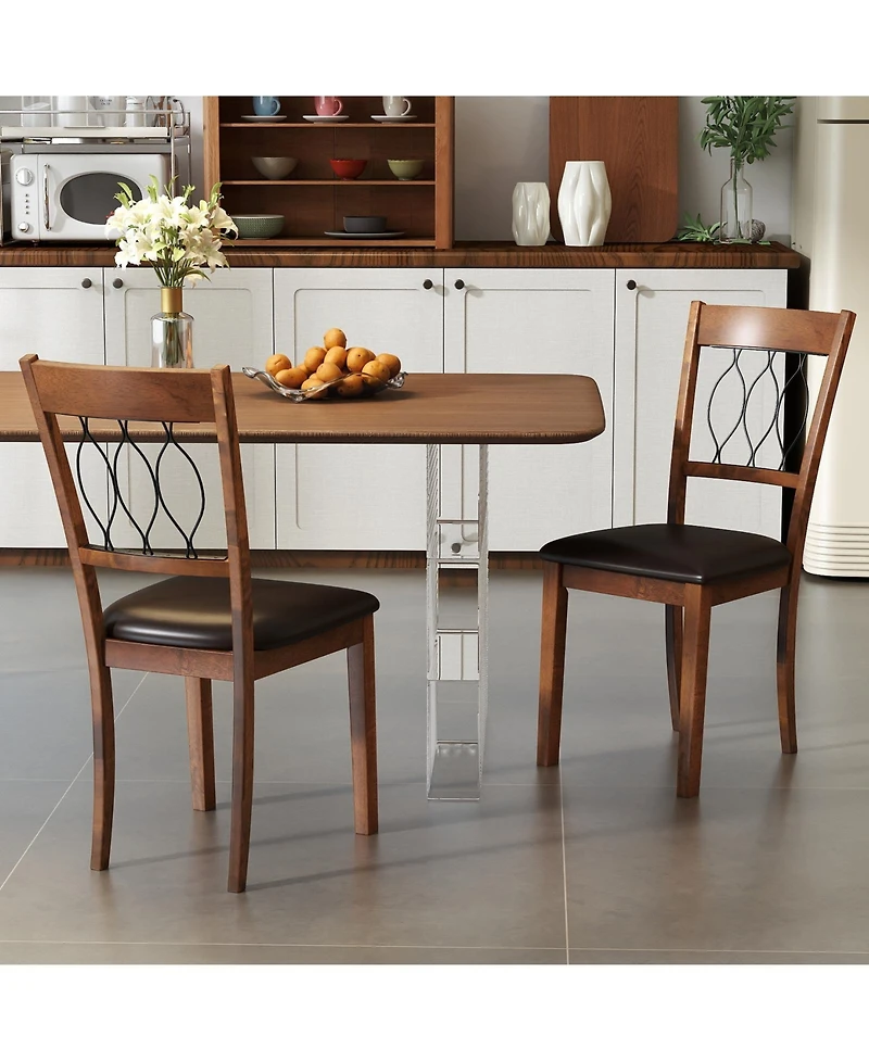 Gymax Fabric Dining Chair Set of With Padded Seat Elegant Backrest for Restaurant