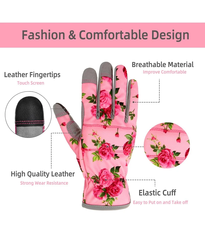 Xdovet Leather Gardening Gloves Women Thorn Proof Work Gloves