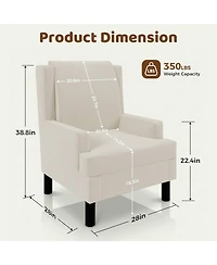homfan Chenille Wingback Accent Chair with Lumbar Pillow, Mid-Century Modern Reading Chair