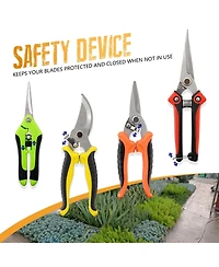 Xdovet Stainless Steel Garden Pruning Shear Set Includes Curved and Straight Blade Models