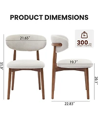 homfan Set of 8 Mid-Century Modern Dining Chairs, Linen Upholstered Seats, Sturdy Wood Legs, Ergonomic, Comfortable, Stylish