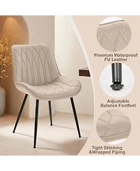 homfan Set of 4 Faux Leather Dining Chairs with Thick Cushions and Metal Legs, Modern Upholstered Kitchen Chairs