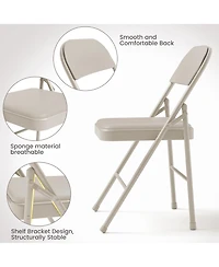 homfan Set of 8 Metal Folding Chairs with Padded Cushion and Back – Durable Steel Frame, Indoor Outdoor Portable Stackable Seat, 350 lb Capacity