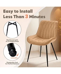 homfan Set of Faux Leather Dining Chairs with Thick Cushions and Metal Legs