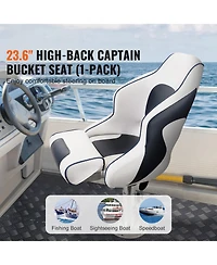 Sevorley Captain Bucket Boat Seat with Flip-Up Bolster and High Back