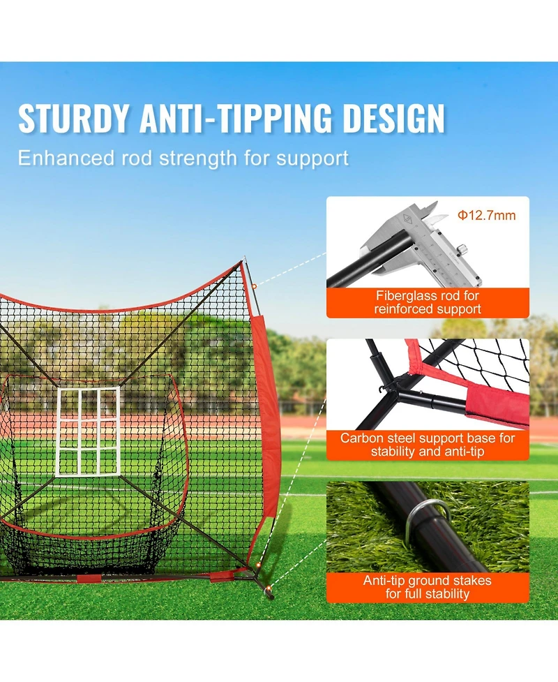 Sevorley 7x7 ft Baseball and Softball Practice Net Set with Tee, 12 Balls and Ball Caddy