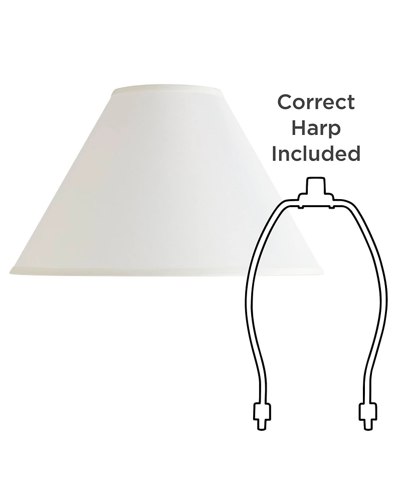Springcrest Collection 6" Top x 17" Bottom x 10" High x 11.5" Slant Lamp Shade Replacement White Chimney Linen Spider Harp Finial