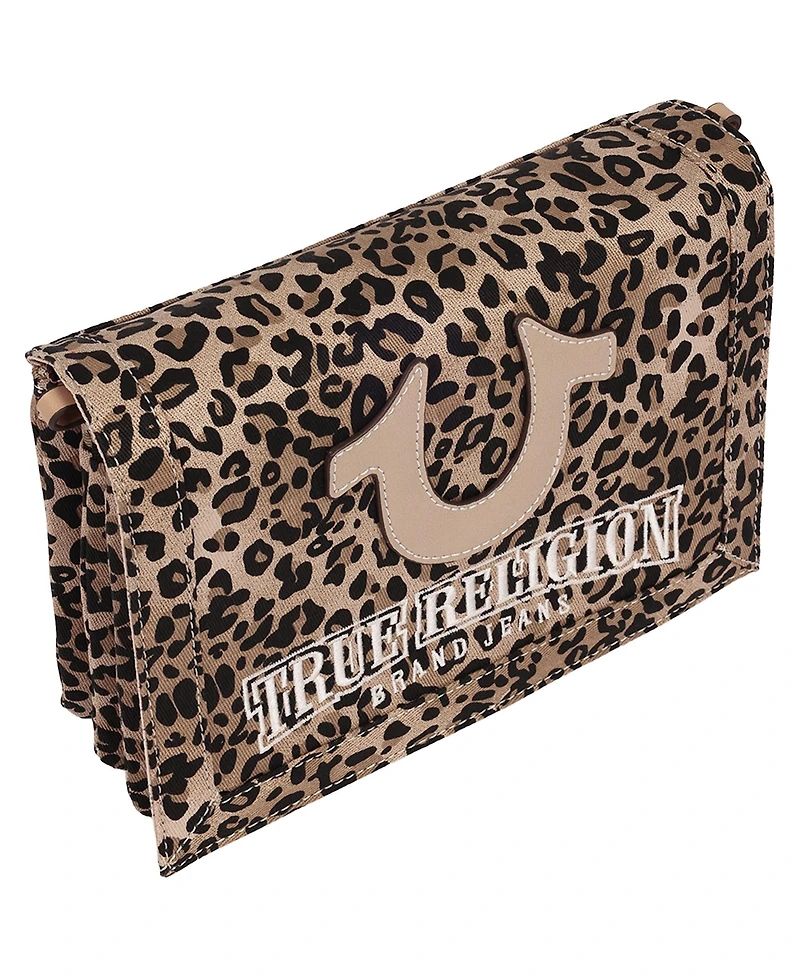 True Religion Women's Bling Logo Leopard Messenger Bag
