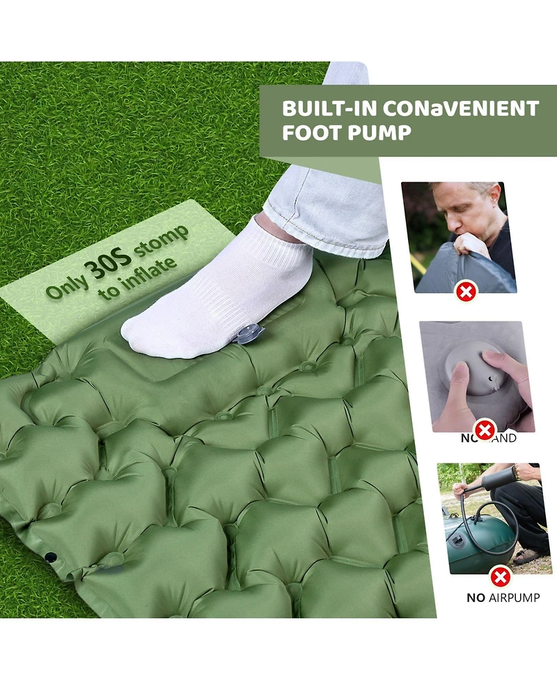 Piscifun Ultralight Camping Sleeping Pad With Built Foot Pump 4 Inch Thick Inflatable Mattress For Hiking Travel