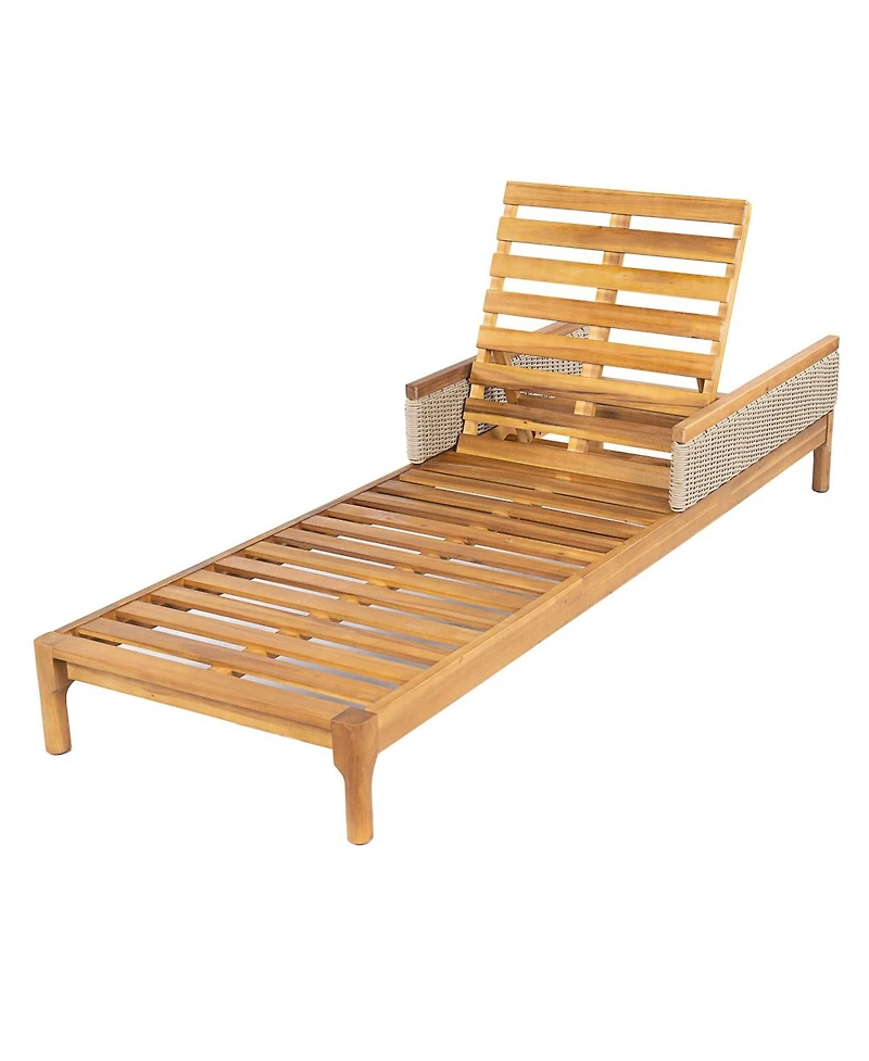 Asagikoiai Acacia Wood Outdoor Chaise Lounge, 4-Position Adjustable Patio Daybed