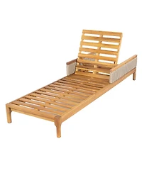 Asagikoiai Acacia Wood Outdoor Chaise Lounge, 4-Position Adjustable Patio Daybed