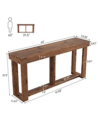 Tribesigns 63-Inch Solid Wood Console Table, Farmhouse Entryway Table with Storage, Narrow Skinny Sofa Table