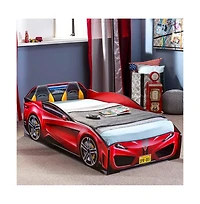 Cilek Kids Room Cilek Spyder Toddle-Size Race Car Bed, Red - Realistic 3D Graphics, License Plate