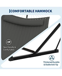 homfan Double Hammock with Stand for Outside –450 Lbs Capacity with Pillow and Balance Rope for Patio, Backyard or Poolside
