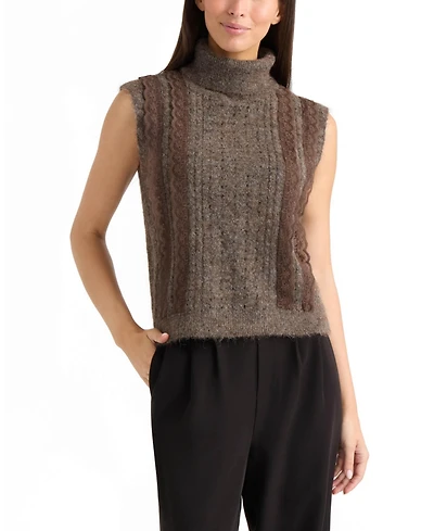 Ellen Tracy Women's Sleeveless Turtleneck Sweater Top