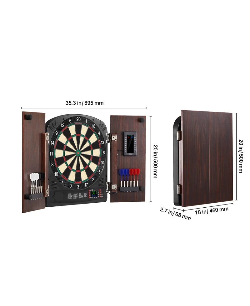 Sevorley Electronic Dartboard and Cabinet Set with Led Scoring and 12 Soft Tip Darts