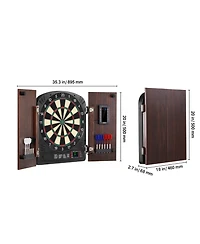 Sevorley Electronic Dartboard and Cabinet Set with Led Scoring and 12 Soft Tip Darts